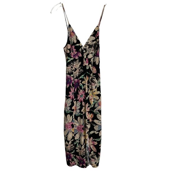 Urban Outfitters Black Floral Maxi Dress with Side Split Size XS Y2K Cruise Boho - Picture 1 of 11